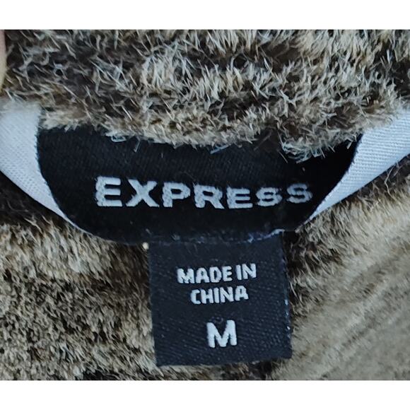 Vintage Y2K EXPRESS Penny Lane Coat Brown Suede Leather Faux Sherpa Lined Size M - Picture 4 of 11